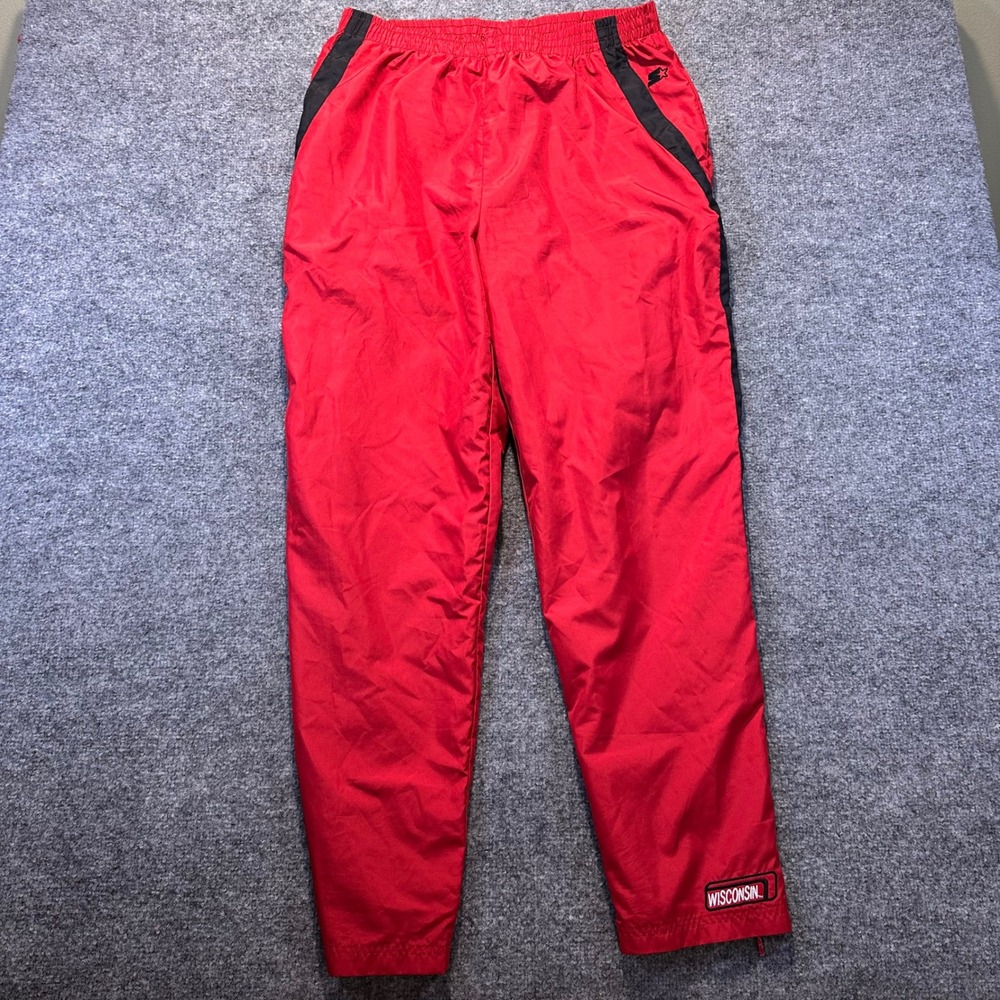 Starter Wisconsin Wind Pants Mens XL Red Black Vintage Track Gorpcore Sportswear